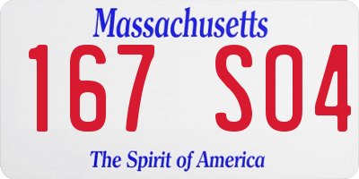 MA license plate 167SO4