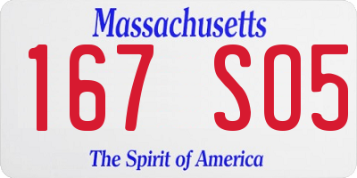 MA license plate 167SO5