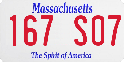 MA license plate 167SO7