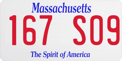 MA license plate 167SO9