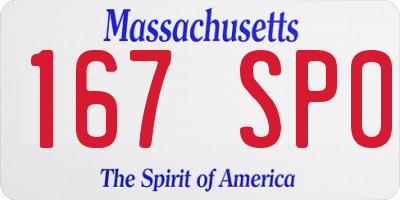 MA license plate 167SP0
