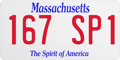 MA license plate 167SP1