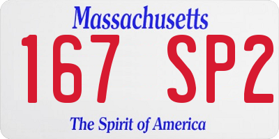 MA license plate 167SP2