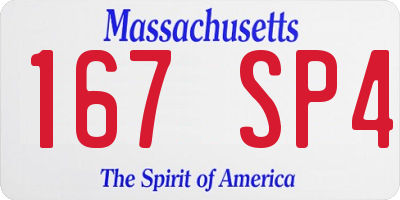 MA license plate 167SP4