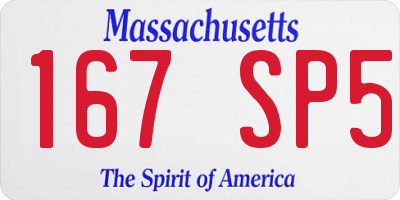 MA license plate 167SP5