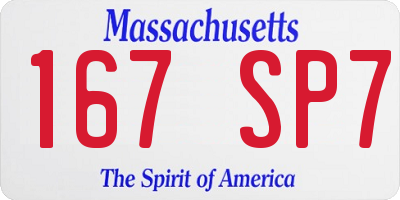 MA license plate 167SP7