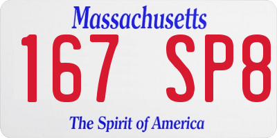 MA license plate 167SP8