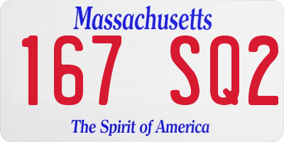 MA license plate 167SQ2