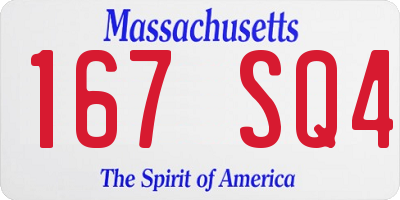 MA license plate 167SQ4