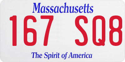 MA license plate 167SQ8