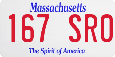 MA license plate 167SR0
