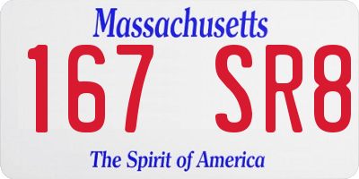 MA license plate 167SR8
