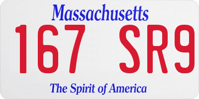 MA license plate 167SR9