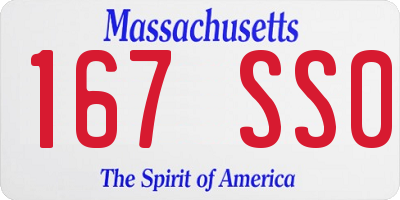 MA license plate 167SS0