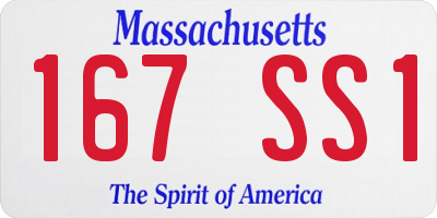 MA license plate 167SS1