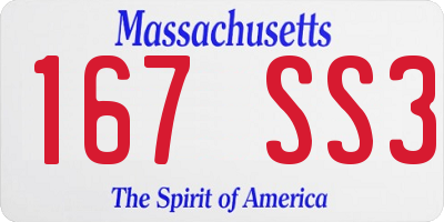 MA license plate 167SS3