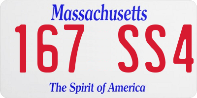 MA license plate 167SS4