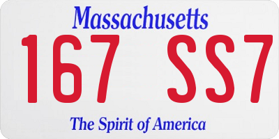 MA license plate 167SS7