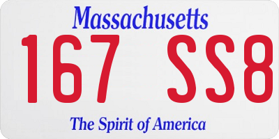 MA license plate 167SS8
