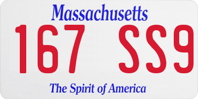 MA license plate 167SS9