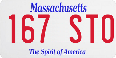 MA license plate 167ST0