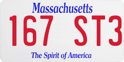 MA license plate 167ST3