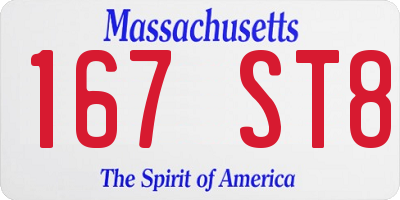 MA license plate 167ST8