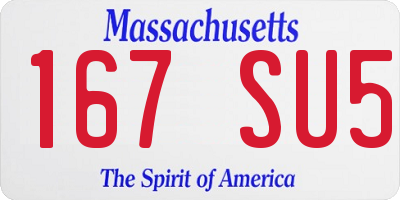 MA license plate 167SU5