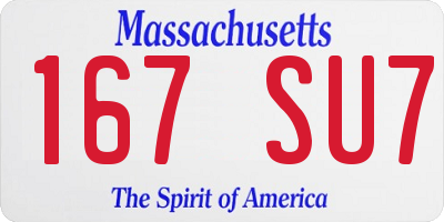 MA license plate 167SU7