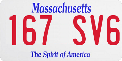 MA license plate 167SV6