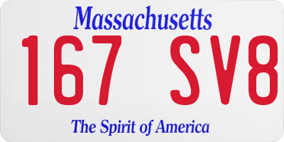 MA license plate 167SV8