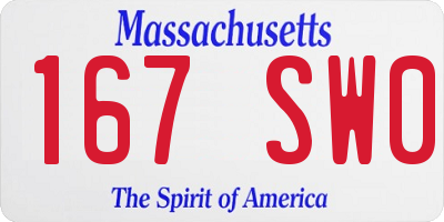 MA license plate 167SW0