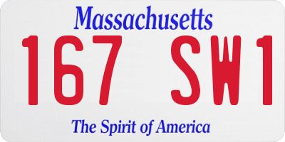 MA license plate 167SW1
