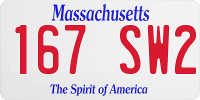 MA license plate 167SW2