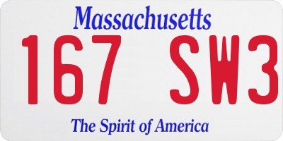 MA license plate 167SW3