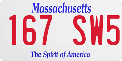 MA license plate 167SW5