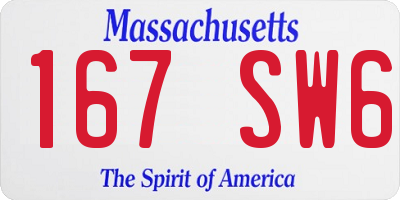 MA license plate 167SW6