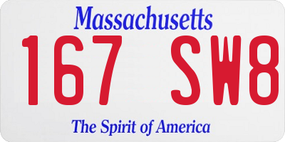 MA license plate 167SW8