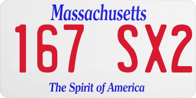 MA license plate 167SX2