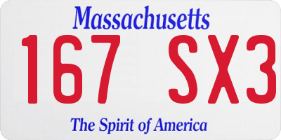 MA license plate 167SX3