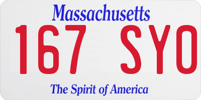 MA license plate 167SY0