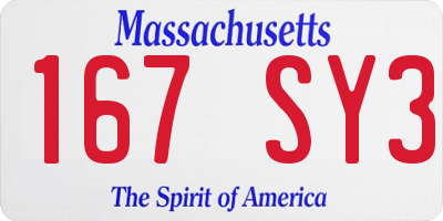 MA license plate 167SY3