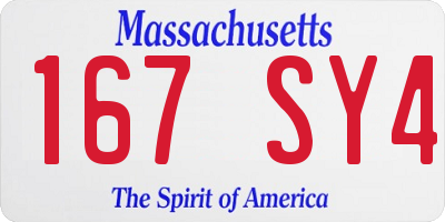 MA license plate 167SY4