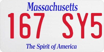 MA license plate 167SY5