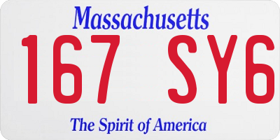MA license plate 167SY6