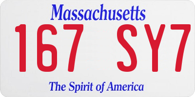 MA license plate 167SY7