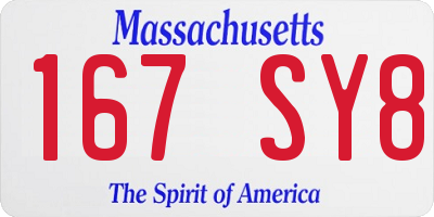 MA license plate 167SY8