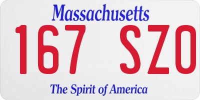 MA license plate 167SZ0