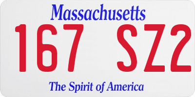 MA license plate 167SZ2