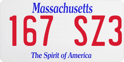 MA license plate 167SZ3